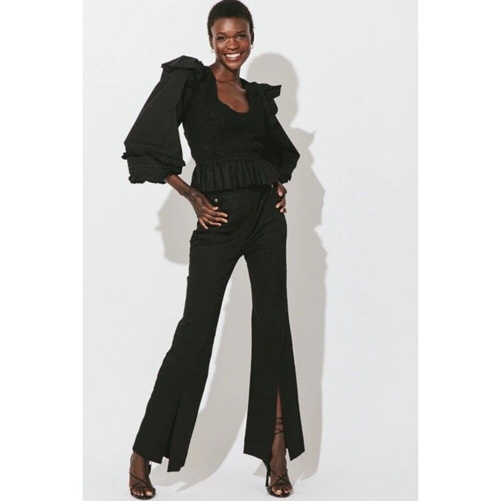Cleobella Heather Slit Pants Black Trouser Pants Gold Size‎ Medium NWT $198